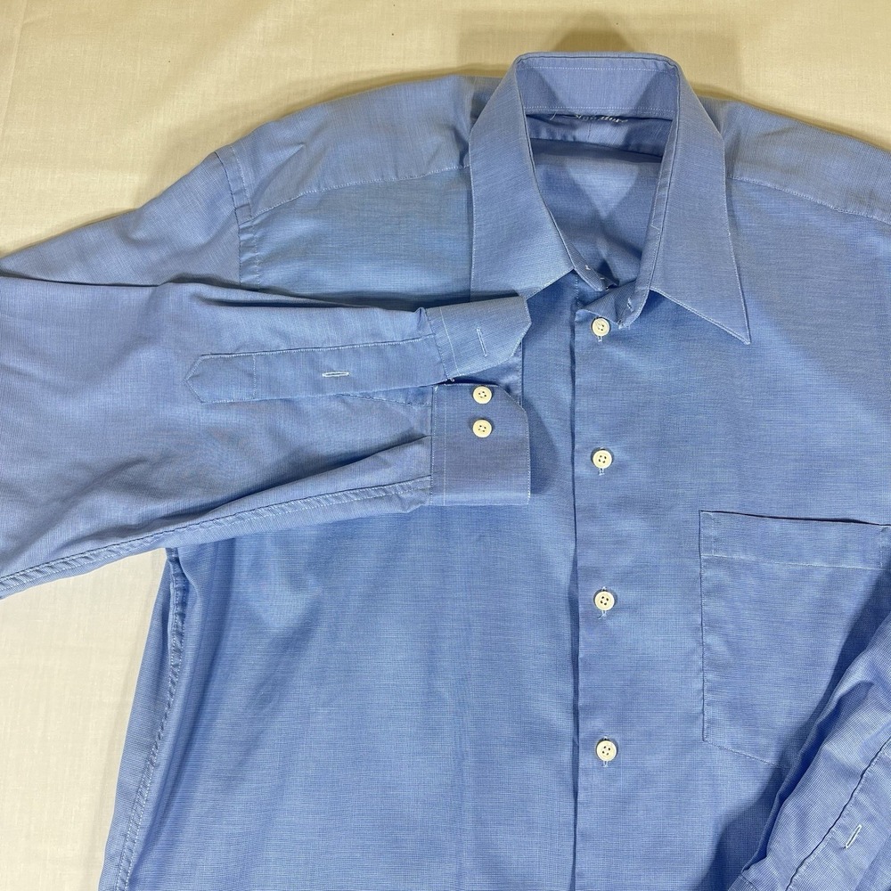 Jack Victor Signature Mens 16 R Blue Non Iron Dress Shirt Long Sleeve